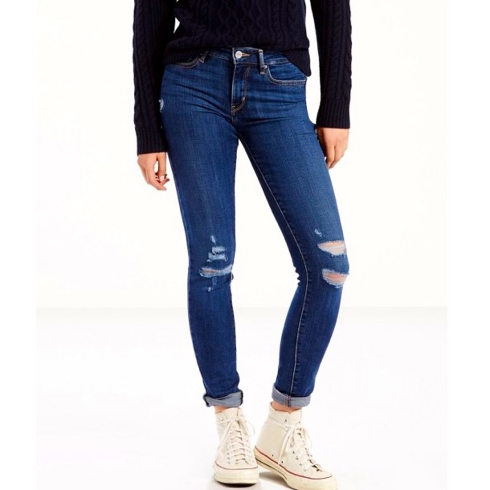 LEVI’S 711 Skinny Sculpt Women’s Hypersoft Dark Rinse Denim Jeans Size 25